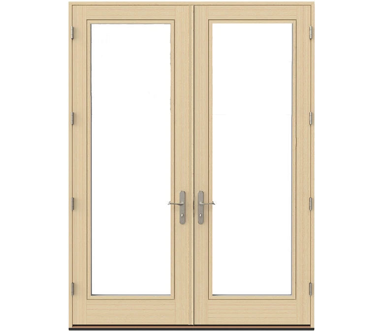 Meredith Pella Lifestyle Series Wood Double Hinged Patio Doors